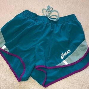 ASICS teal running shorts